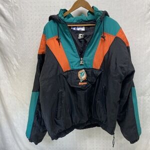 MIAMI DOLPHINS VINTAGE 1990s STARTER 1/4-1/2 ZIP WINTER JACKET ADULT Large READ
